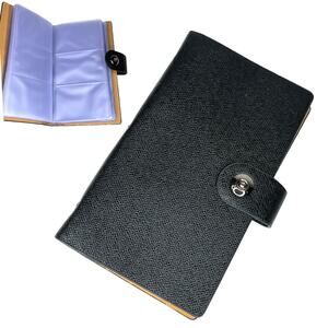 NEW Gusheng Business Card WALLET Black Faux Leather Silver Holds 240 Cards NWOT